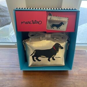 Marc Tetro dachshund gold crossbody purse and small wallet NWT